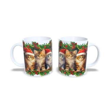 Imagem de Caneca de Cerâmica 325ml com Tema de Natal, Bolas de Natal Coloridas com Laços, Branca (13)