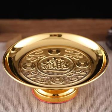 Imagem de FENNYYAR Prato de oferta doméstica de cobre puro para oferecer a Buda, 15 cm 15 cm, prato de frutas guanyin God of Wealth