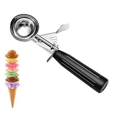 Imagem de Colher de sorvete com espremedor para ventilador da KITCHEN, Disher de aço inoxidável certificado NSF, 1 oz Black