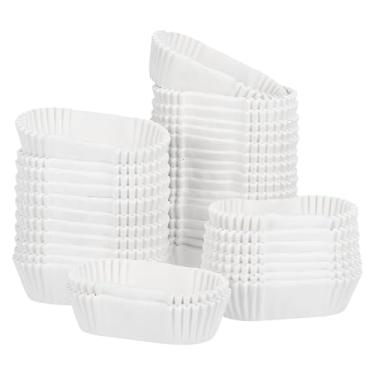 Imagem de Tofficu 1000 peças de copos ovais de papel para bolos descartáveis em forma de barco pequeno tigelas de sobremesa de papel para muffins bolos suprimentos de festa