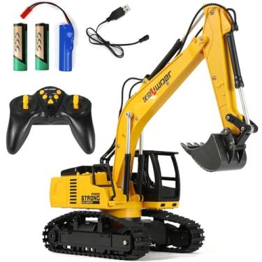 Imagem de SHINESIGNAL Remote Control Excavator with 1*Rechargeable Battery and 2*AA Battery Metal Rc Dump Truck 9-Channel Construction Vehicle STEM Gift for Kids Birthday or Christmas