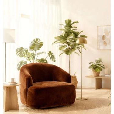 Imagem de Poltrona Orgânica Luxo Recepção Lótus Suede Cor Marrom