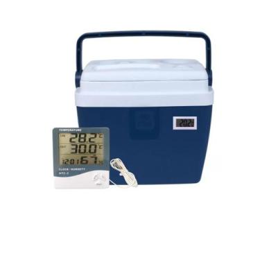 Imagem de Kit Caixa Térmica 12 Eps Com Termômetro Digital Termo Higrômetro Lcd H