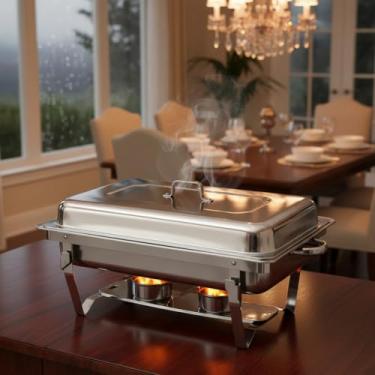 Imagem de Rechaud Inox 12 Litros Banho Maria 1 Cuba para Buffet Restaurante Churrasco