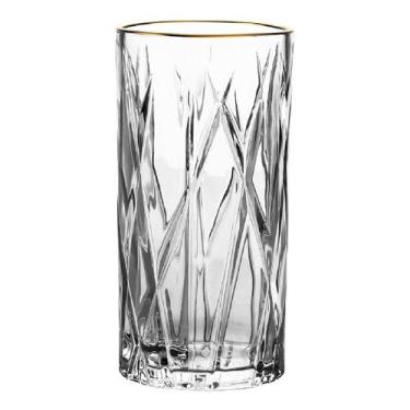 Imagem de Jogo De 6 Copos Altos Forest Em Cristal Ecológico Com Borda Dourada 39