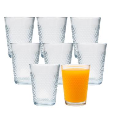 Imagem de Jogo 8 Copo De Vidro 200ml Suco Refrigerante água Diamond Cut Fratelli