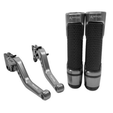 Imagem de Kit Manete E Manopla Pegasus Stark Moto Ybr Factor 125 Lona, Titanium