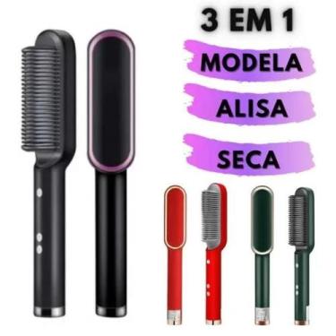 Imagem de Escova Pente Secadora Profissional Seca Modela Cabelo 3 Em 1 - Escova 