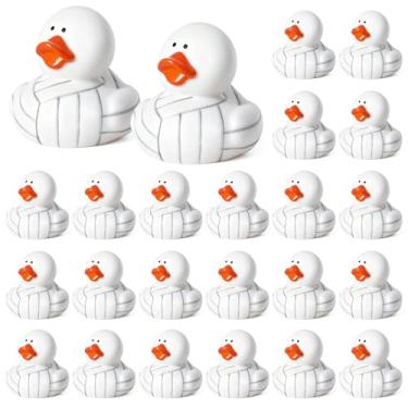 Imagem de BOZILY 24 peças de mini patos de borracha de vôlei a granel, decorações de painel de carro de vôlei de 5 cm, presentes de equipe esportiva, pato de borracha pequeno para presente de aniversário