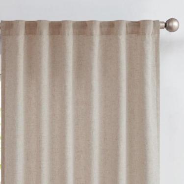 Imagem de Cortinas de lino Jinchan 213 cm de largo color topo marrón, 2 paneles