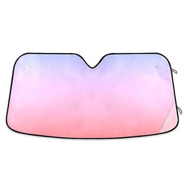 Imagem de Protetor solar de carro gradiente roxo rosa, protetor solar de carro, proteção UV persiana dobrável para janela de carro, capa solar para para-brisas de carro, acessórios de carro