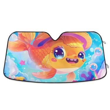 Imagem de Chapéu de peixe fofo para para-brisa de carro bloqueia o calor e os raios UV do sol mantêm o veículo fresco