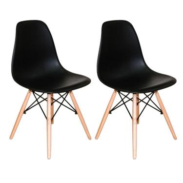 Imagem de Kit 2 Cadeiras Charles Eames Eiffel Dsw Wood Preto