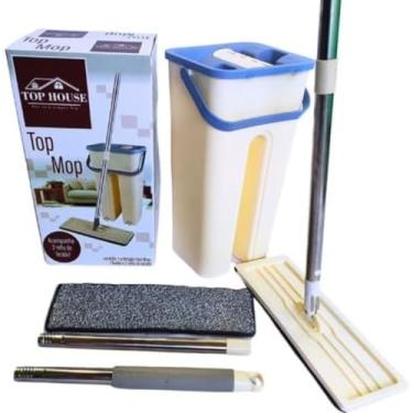 Imagem de Mop Flat Com Balde compacto com capacidade de 5 litros Cabo com articulação 360º, ideal para limpar embaixo de móveis Super Moderno.