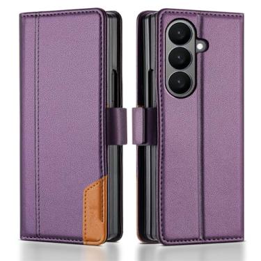 Imagem de Capa carteira de couro de luxo para Samsung Galaxy Z Fold 7 5g Flip (para Z Fold 4/ROXA)