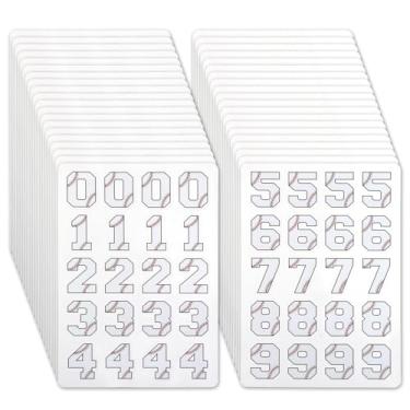Imagem de 200 peças de adesivos de número de capacete, decalques esportivos numéricos autoadesivos para capacetes de hóquei de beisebol e futebol à prova d'água números para identificação do jogador (branco)