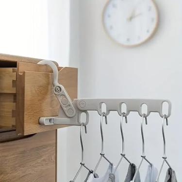 Imagem de Cabide dobrável de 5 furos, cabide portátil de viagem, suporte de secagem que economiza espaço, cabide de lavanderia leve e dobrável para mala, hotel, casa