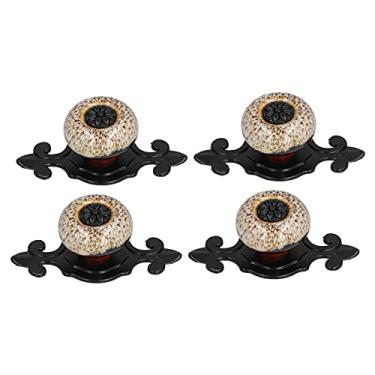 Imagem de QANYEGN 4 conjuntos de maçaneta redonda de liga de zinco, maçaneta de gaveta, maçaneta de porta estilo vintage com parafuso para guarda-roupas, gavetas e outros tipos de móveis (1901 Matt Pantera