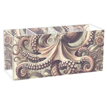 Imagem de TSENQUE Lindo porta-lápis de mesa, vintage, arte de polvo, acrílico, porta-pincéis, porta-canetas, copo artístico, personalizado, escritório, estética, armazenamento de mesa