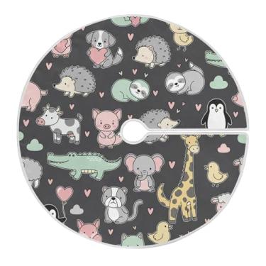 Imagem de Blueangle Saia de árvore de animais de dia dos namorados de 90 cm - decoração de árvore de feriado de poliéster macio resistente a rugas (415)