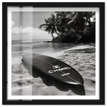 Imagem de Couture on the Coast I Shadowbox Print Glam Wall Art por Notoriart, moldura preta, 78 x 79 cm