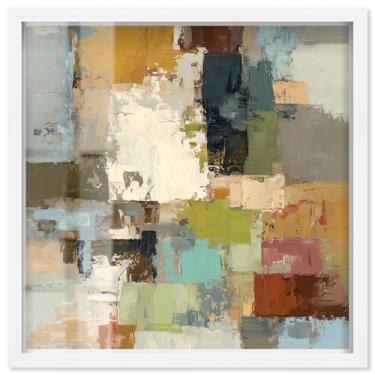Imagem de Stone and Soil II Shadowbox Print Taupe Boho Wall Art por Art Remedy, moldura branca, 53 x 53 cm