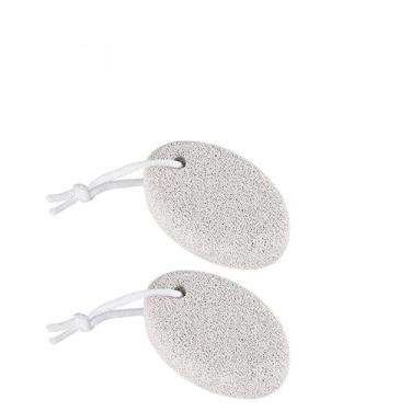 Imagem de 2 peças de pedra-pomes natural para pés, lixa de pedra vulcânica e removedor de calos com aderência ergonômica e cordão para pendurar