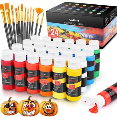 Imagem de Set de Pintura Caliart 24 Colores Acrílicos con 12 Pinceles de 59 ml