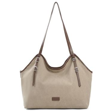 Imagem de Goinsound Totebag Bolsa de ombro grande conversível de couro PU para viagens transversais, Bege, Large