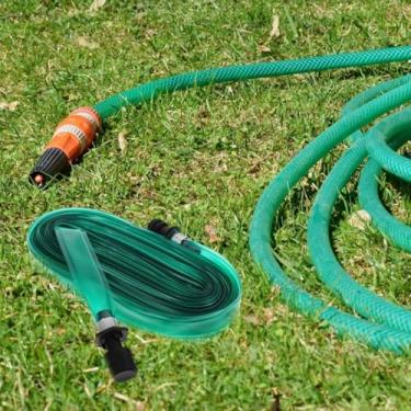 Imagem de 1 mangueira de imersão plana - Mangueira flexível de irrigação de jardim de 15 metros para canteiros de flores, hortas e arbustos | Aspersor de grama de fácil configuração, economiza água e promove o