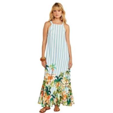 Imagem de Vestido Colcci Midi Reto Estampado Azul Feminino-Feminino