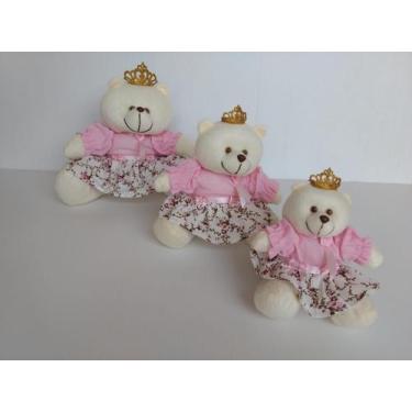 Imagem de Kit Trio De Ursinhos Para Nicho Princesa Rosa Florence Realeza Coroa -