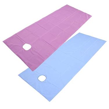Imagem de Yinhing Lençol para Salão de Beleza, Mesa de Massagem Spa, Capa de Cama Tipo Buraco Aberto, Tecido Macio para Massagem, Salões de Spa, Fibra de Poliéster 200 X 75 Cm (roxo + azul)
