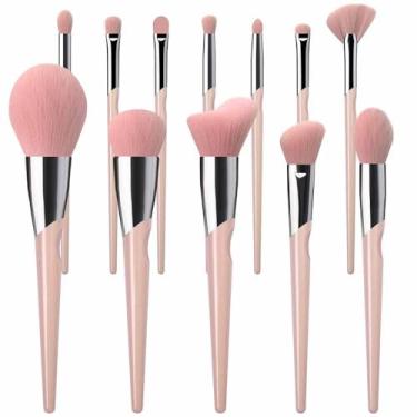 Imagem de Conjunto de pincéis de base, corretivo, pincel de pó, pincel de base líquida, conjunto de pincéis de maquiagem profissional para olhos e rosto,