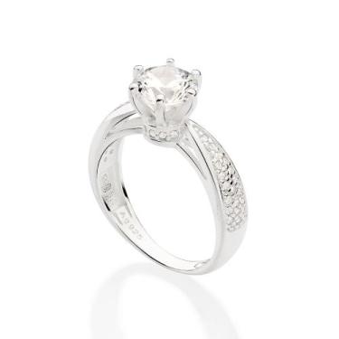 Imagem de Anel Rommanel Solitário Prata 925 com Zircônias 810263, 24, Dourado