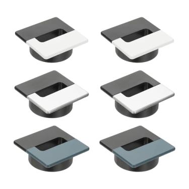 Imagem de PATIKIL Argola de mesa de 7 cm, 6 peças, organizador de cabos para gerenciamento de fios, capa para escritório, casa, mesa, bancada, preto/prata preto/branco preto/azul