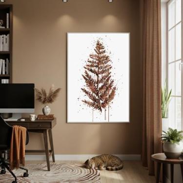 Imagem de Quadro Decorativo Samambaia Marrom 70x50cm Mold Branca - Quadros On-li