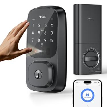 Imagem de TCL Smart Lock D1 Pro, fechadura de porta de reconhecimento de veias de palma com controle de aplicativo, fechadura de porta de entrada sem chave para porta da frente, fechadura de teclado Wi-Fi