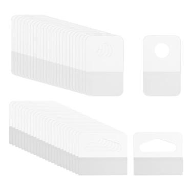Imagem de PATIKIL Abas para pendurar 3,5 x 4,6 x 3,5 cm, 120 peças de etiquetas transparentes para pendurar abas autoadesivas, etiquetas de orifício para lojas de varejo, lojas, expositores, ganchos de parede