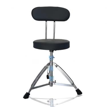 Imagem de linpel Trono de bateria ajustável com encosto – cadeira de bateria ergonômica para bateristas adultos, encosto removível (preto)