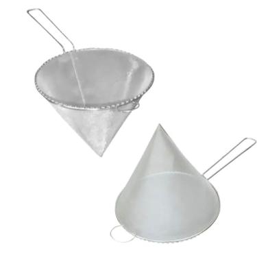 Imagem de Coador cônico de aço inoxidável ultrafino de 16 cm, ideal para fritar carne, sopa, chá, suco, óleo, coador grande
