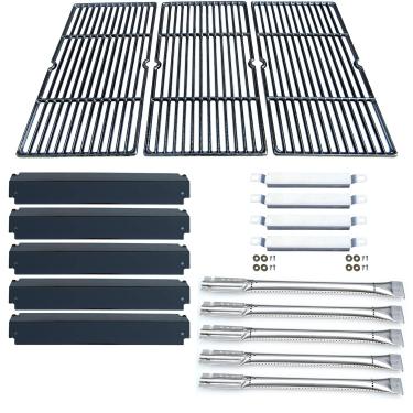 Imagem de Direct Store Kit de peças de reposição DG184 para Charbroil Commercial 463268806 Kit de reparo de churrasqueira a gás (queimador SS + tubos de transporte SS + placa de calor de aço de porcelana +