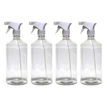 Imagem de 4 Frasco Borrifador Spray 1000ml Cilíndrico Gatilho - Idealiza