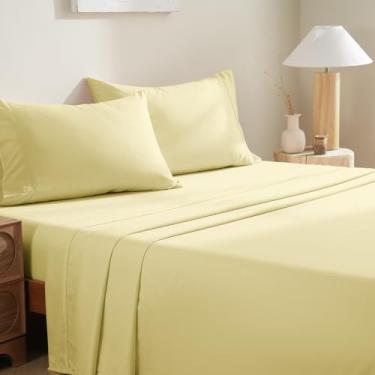 Imagem de MCO Jogo de cama solteiro - Lençóis macios - Jogo de cama respirável refrescante com bolso profundo de 40,6 cm (3 peças, solteiro, amarelo abacaxi)
