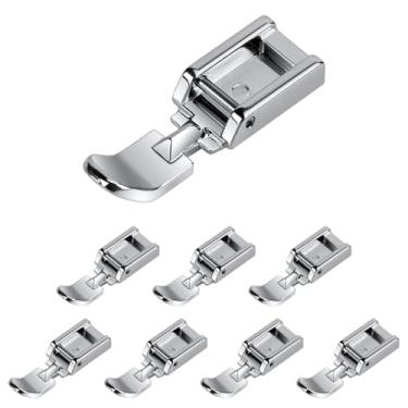 Imagem de 8 peças de pé com zíper, pé de zíper de liga de zinco prata para máquina de costura, haste baixa, calcador de pressão, pé de máquina de costura