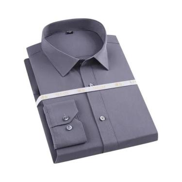 Imagem de Camisa Masculina Slim Fit De Cor Sólida Casual De Negócios Manga Longa