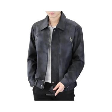 Imagem de Jaqueta Masculina Estilosa E Versátil Em Couro PU À Prova De Vento, Te