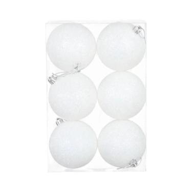 Imagem de Bolas De Natal Brancas Com Glitter 12/6 Peças Enfeites Pendentes Decor