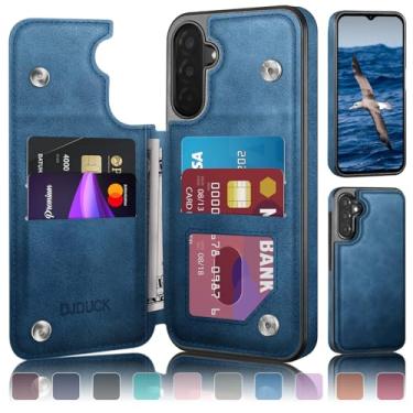 Imagem de DJDUCK Capa carteira projetada para Samsung Galaxy A17 5G com suporte para cartão, [capa com fecho magnético] [proteção de couro com bloqueio de RFID] à prova de choque para mulheres e homens para