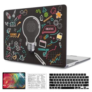 Imagem de QCzyc Capa compatível com MacBook Air de 15 polegadas M4 2025 2024 2023 versão A3241 M3 A3114 M2 A2941 capa de plástico durável com capa de teclado e adesivo de teclado Mac OS (lâmpada preta)
